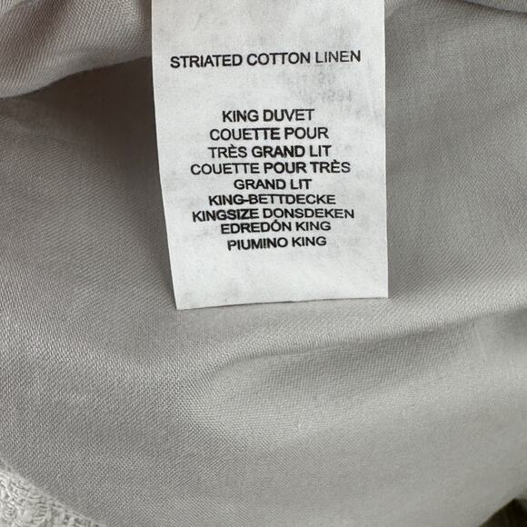 Restoration Hardware Striated Cotton Linen Duvet Cover King Size Mist Gray - Picture 7 of 7